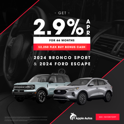 2.9% APR for 66 months on the 2024 Bronco Sport and Escape